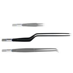 Bipolar bayonet forceps, 220 mm long, tips 6x0,5 mm